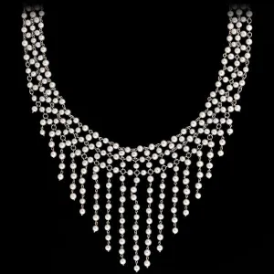 Edwardian Platinum, Diamond & Pearl Festoon Necklace