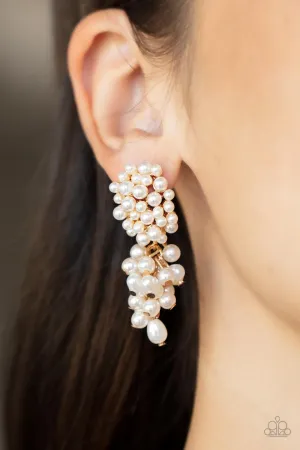 Fabulously Flattering - Gold Pearl Earrings - Paparazzi Accessories