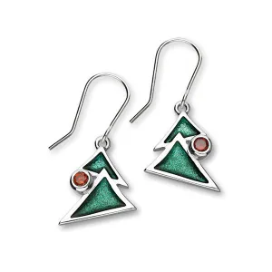 Festive Sterling Silver Cubic Zirconia & Enamel Christmas Tree Drop Earrings, ECE26