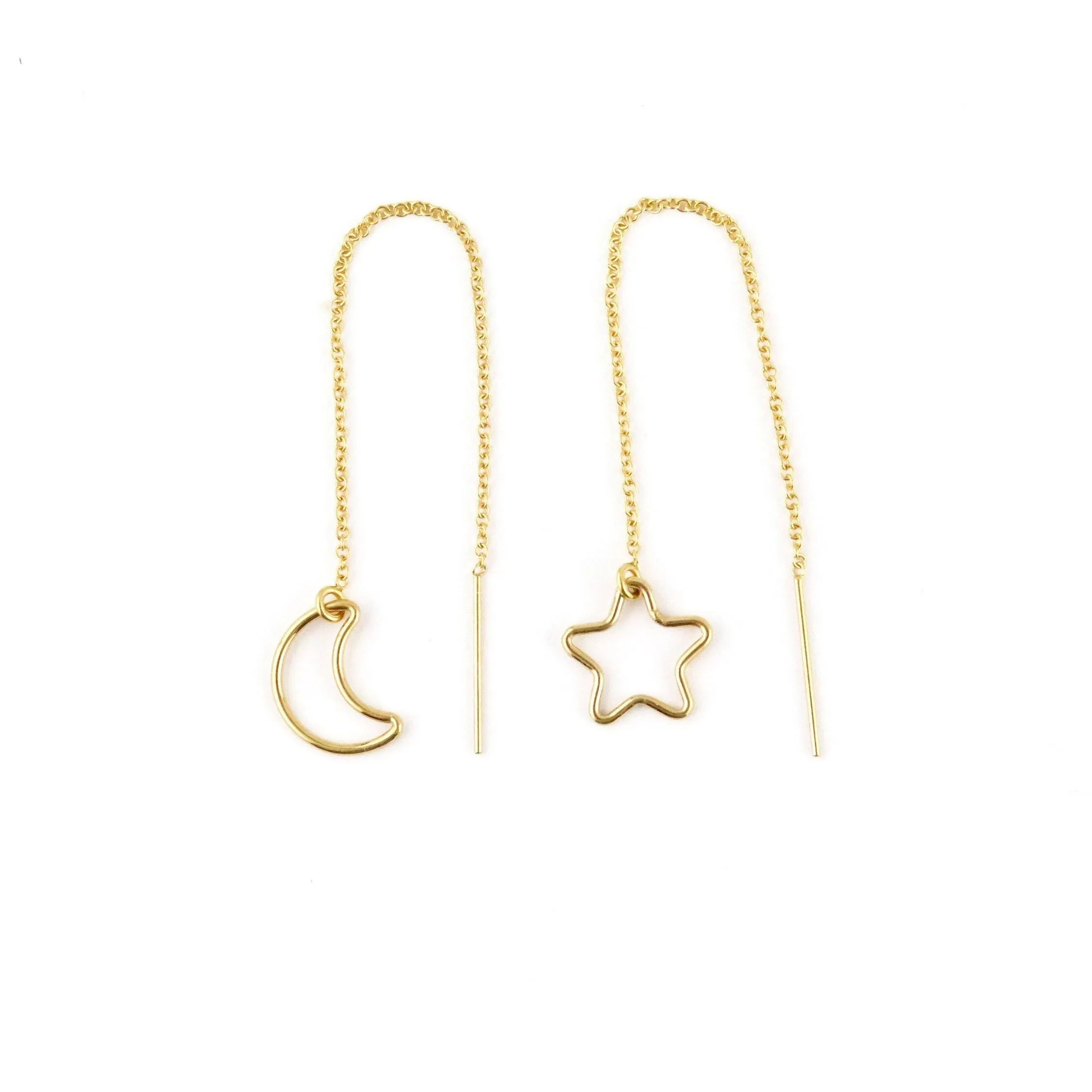 Fine Open Moon and Star Necklace