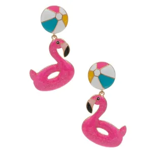 Flamingo Shaped Pool Float Earrings