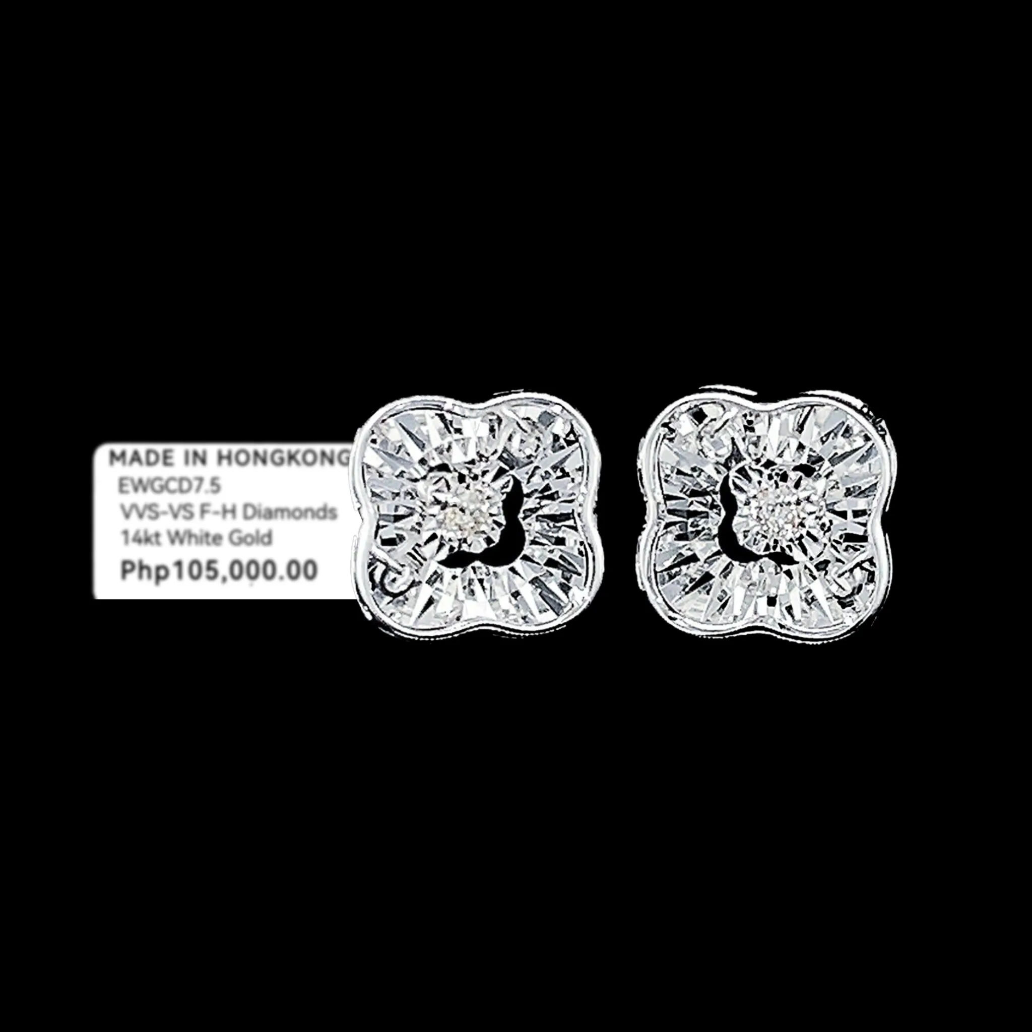 Floral Clover Dancing Stud Diamond Earrings 18kt