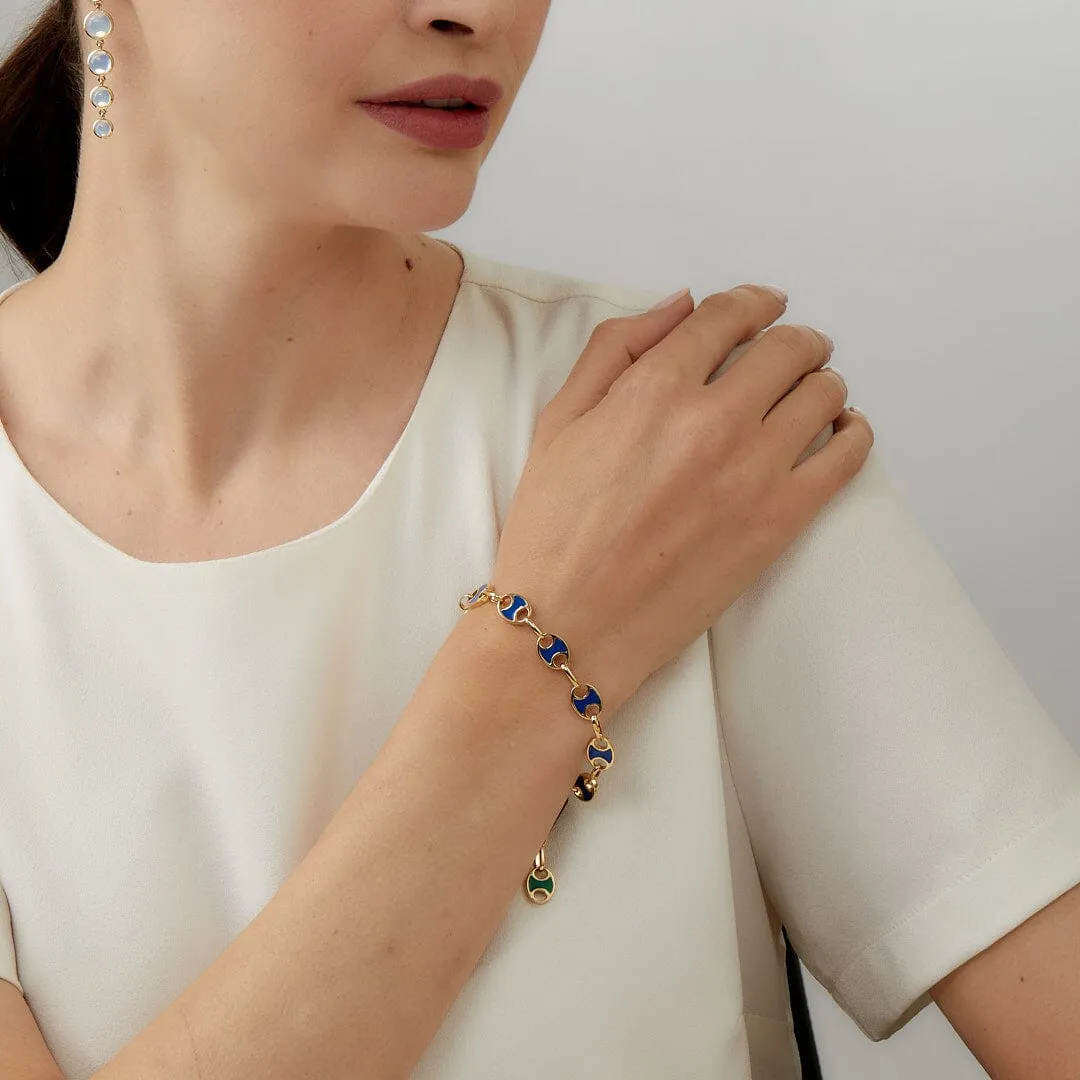 Geometrix Emerald & Lapis Enamel Bracelet