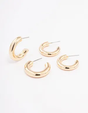 Gold Chubby Hoop Earring Pack