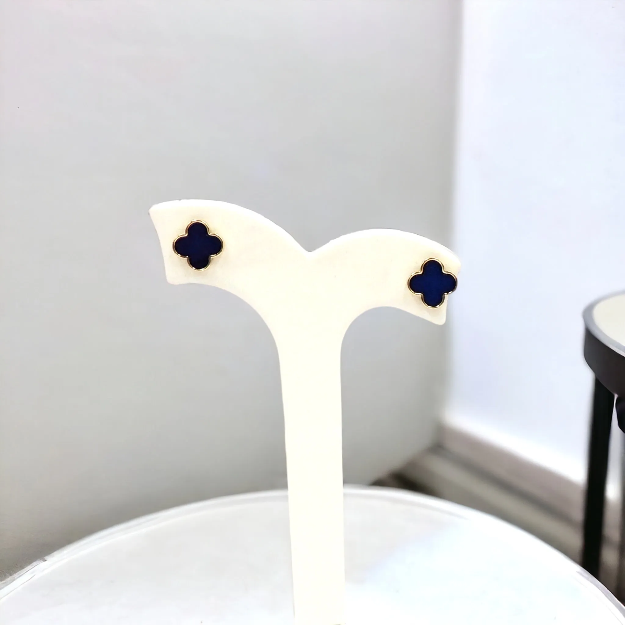 Gold Mother of Pearl Clover Earrings