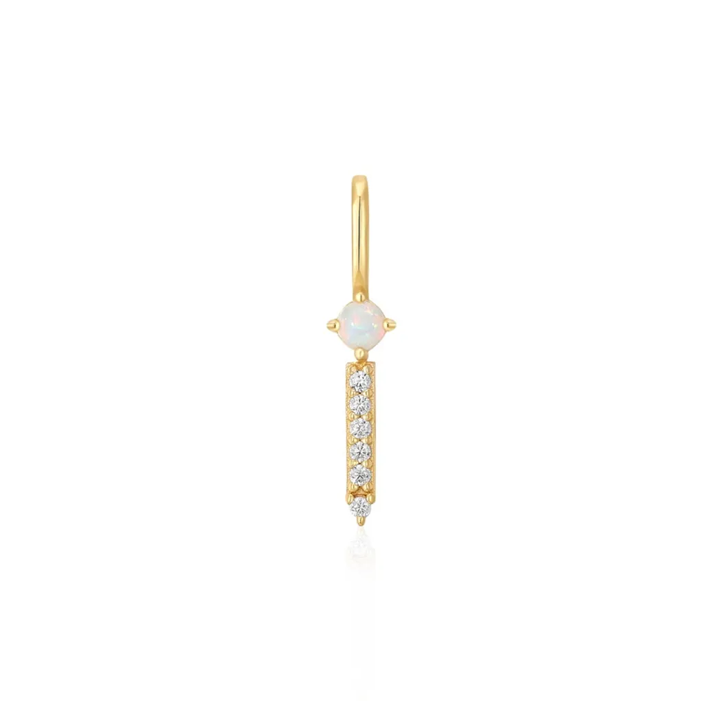 Gold Plated Cubic Zirconia & Synthetic Kyoto Opal Bar Charm by Ania Haie