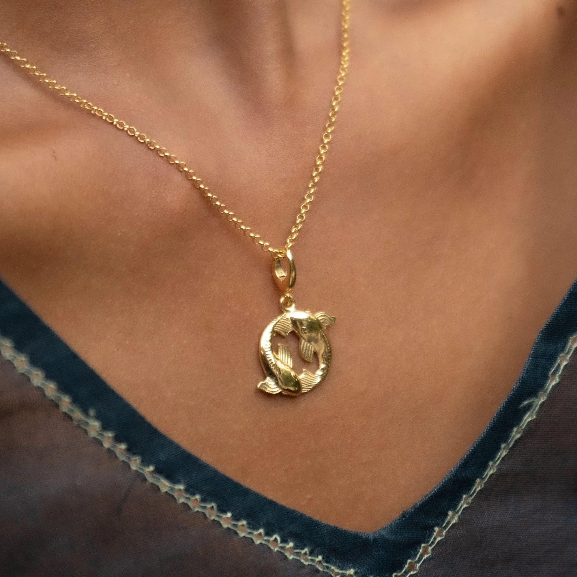 Gold Plated Koi Fish Pisces Zodiac Necklace