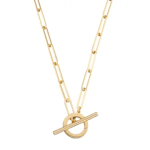 Gold Plated Long Link Charm Collector Necklace