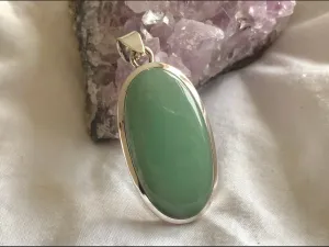 Green Aventurine Naevia Pendant - Long Oval