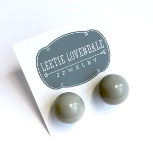 Grey Lucite Large Ball Stud Earrings