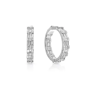 Hailey 5 Carat Combine Mixed Shape Diamond Hoop Earrings for Ladies in 18k White Gold