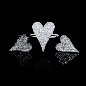 Heart Paved Diamond Jewelry Set 14kt