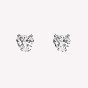 HEART RHINESTONE STUD EARRINGS IN SILVER