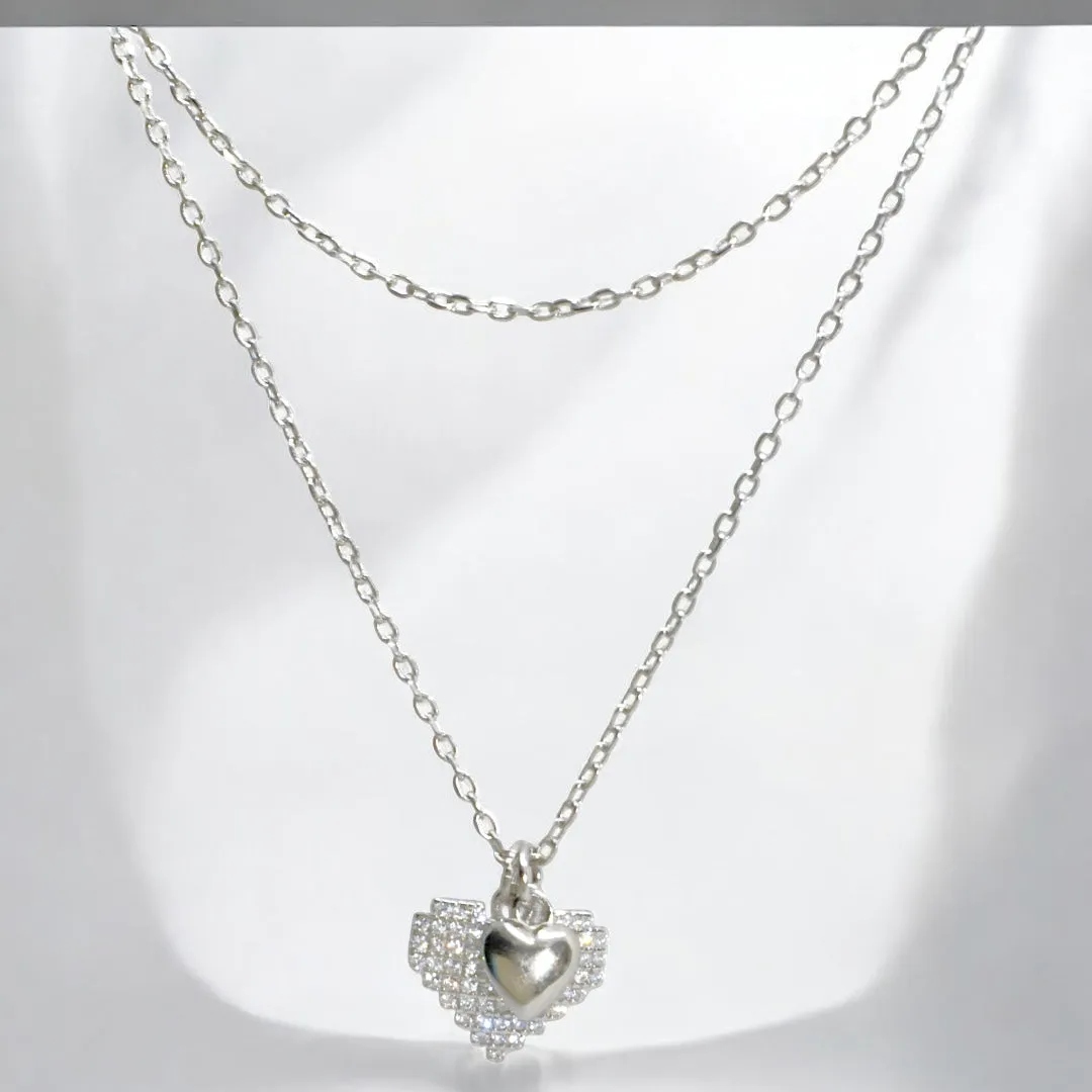 Heart-Shaped Layered Necklace for Women in 925 Silver