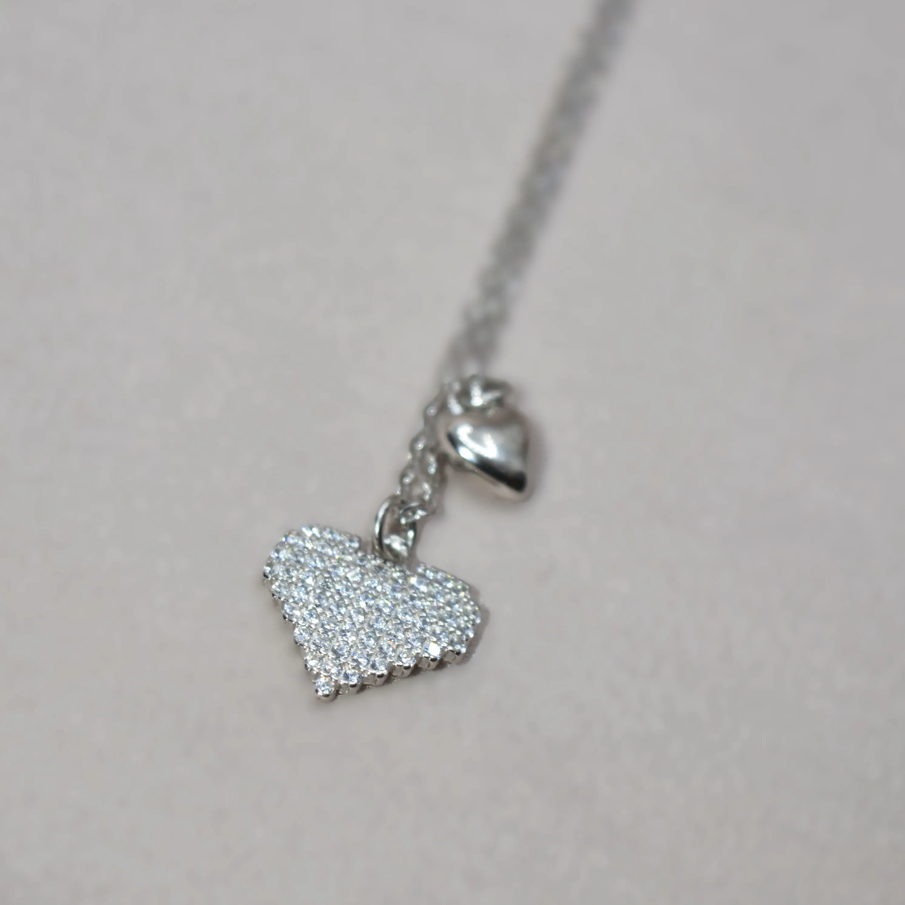 Heart-Shaped Layered Necklace for Women in 925 Silver