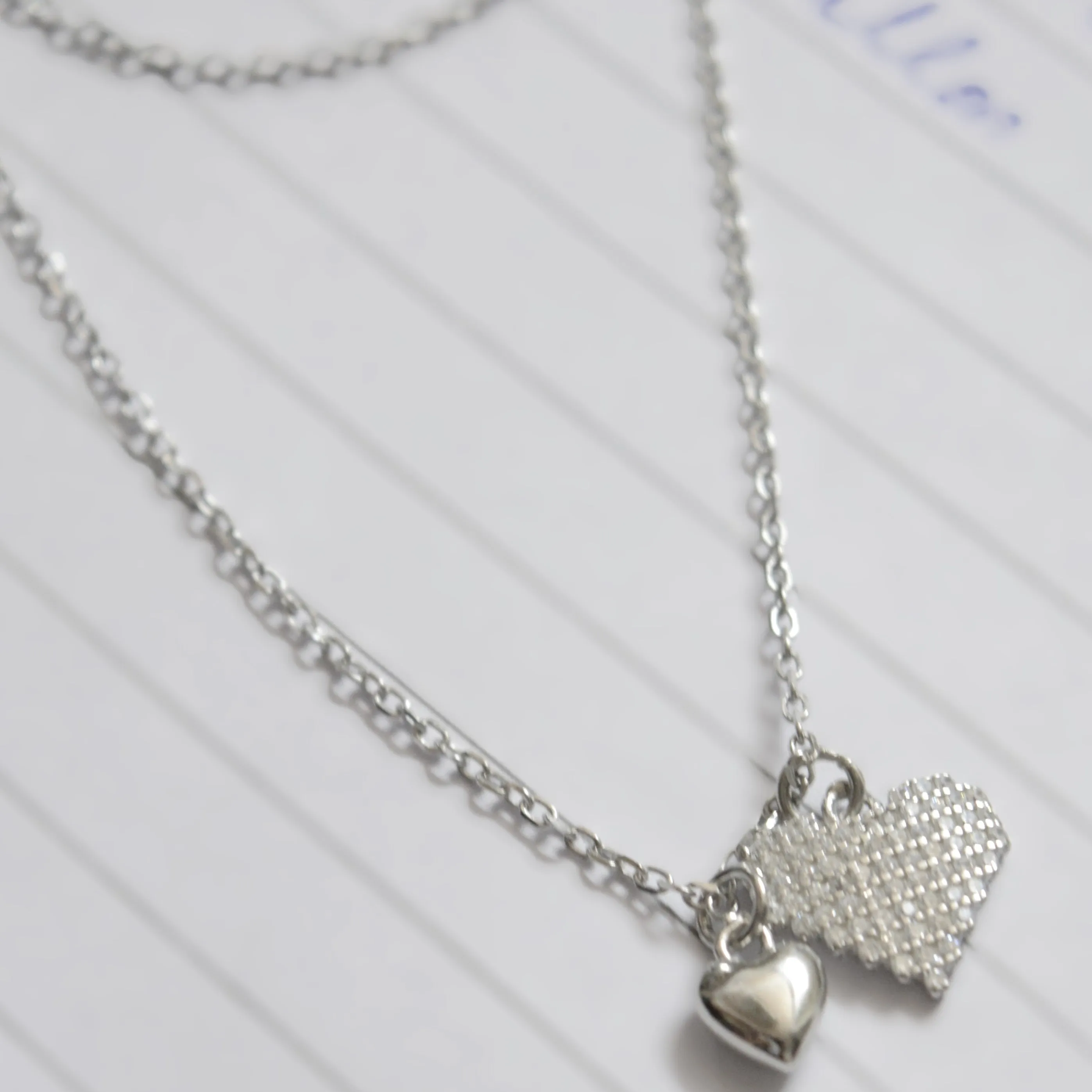 Heart-Shaped Layered Necklace for Women in 925 Silver