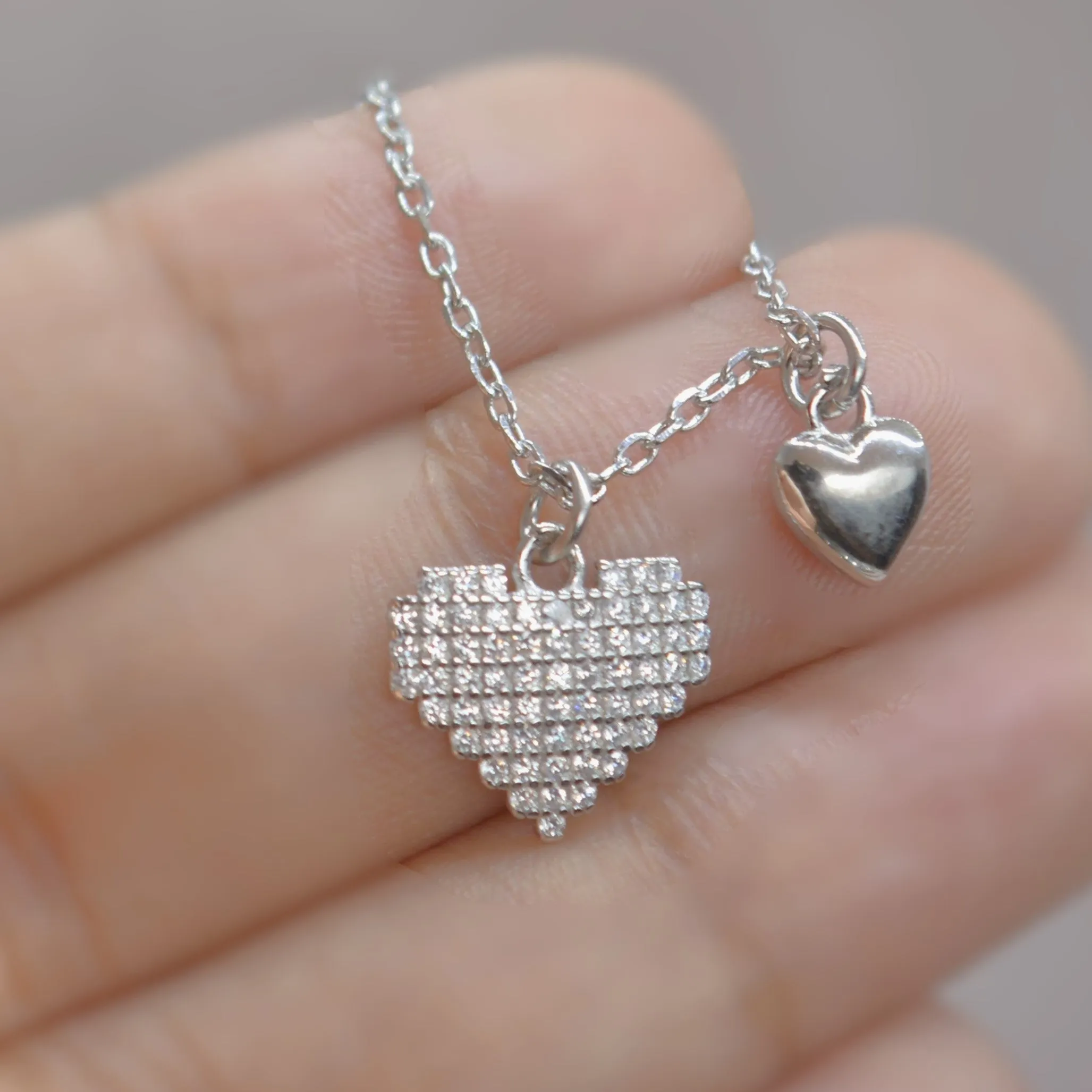 Heart-Shaped Layered Necklace for Women in 925 Silver