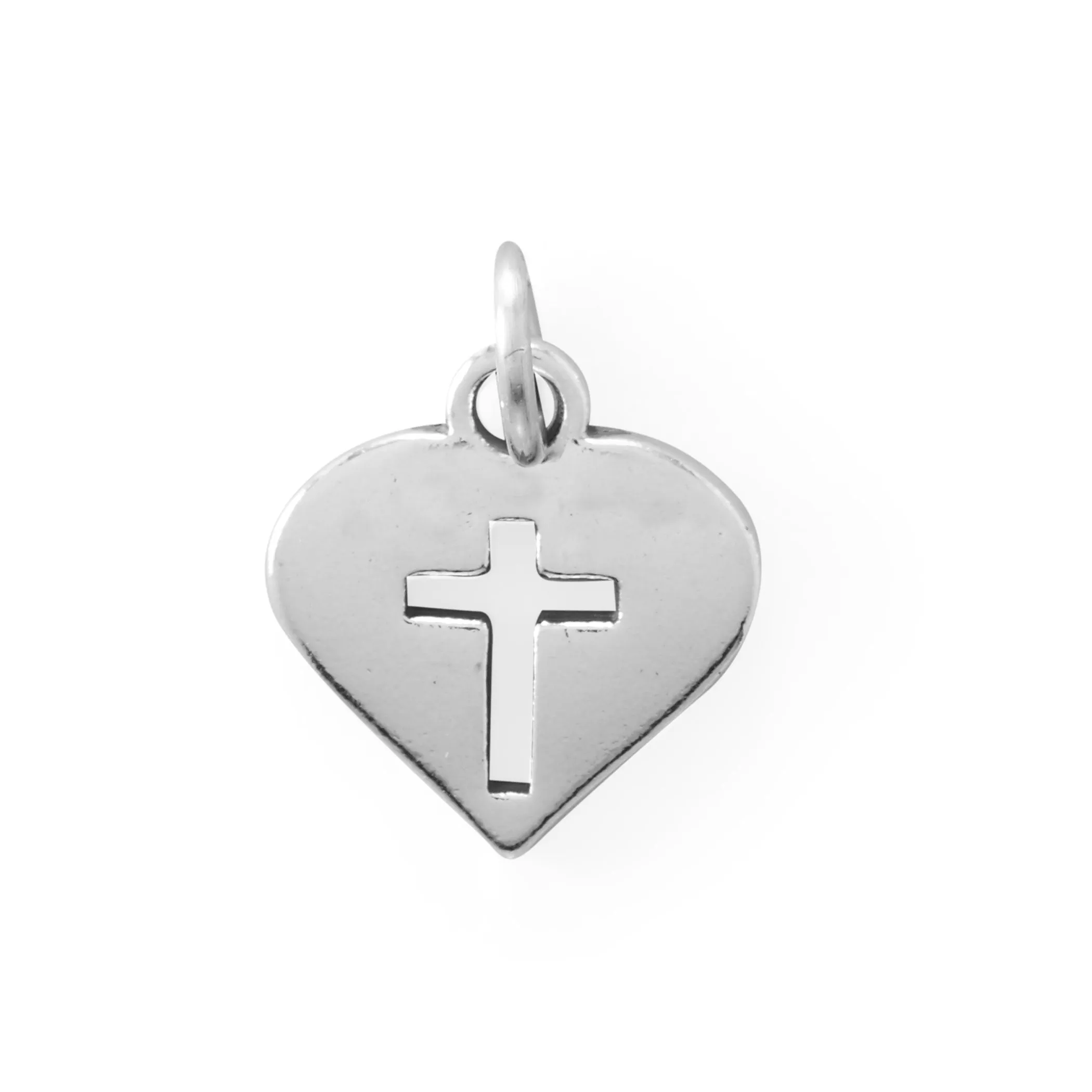 Heart with Cross Silver Charm