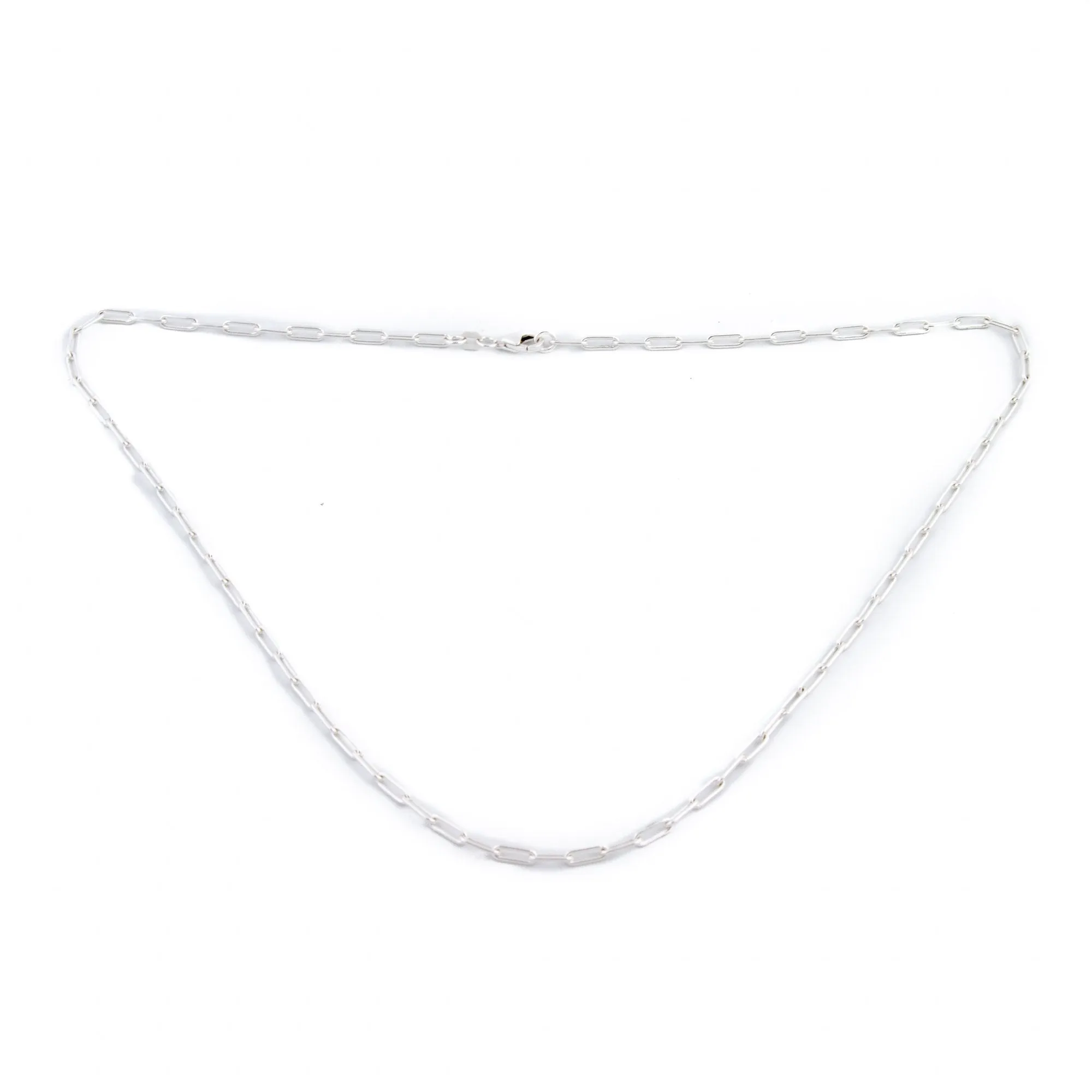 Hefty Paperclip Sterling Silver Chain Necklace