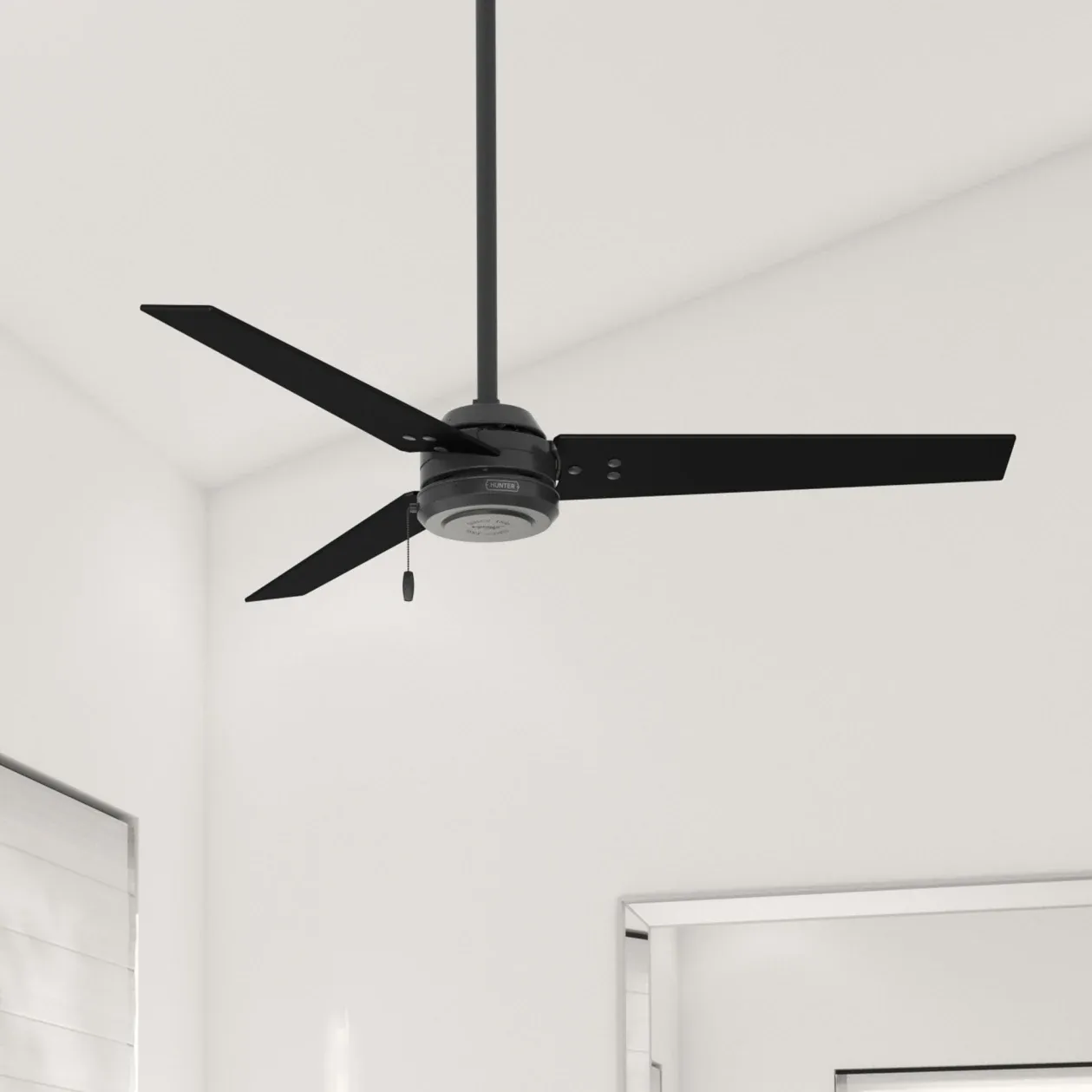 Hunter 52-Inch Cassius Matte Black Outdoor Ceiling Fan - Matte Black