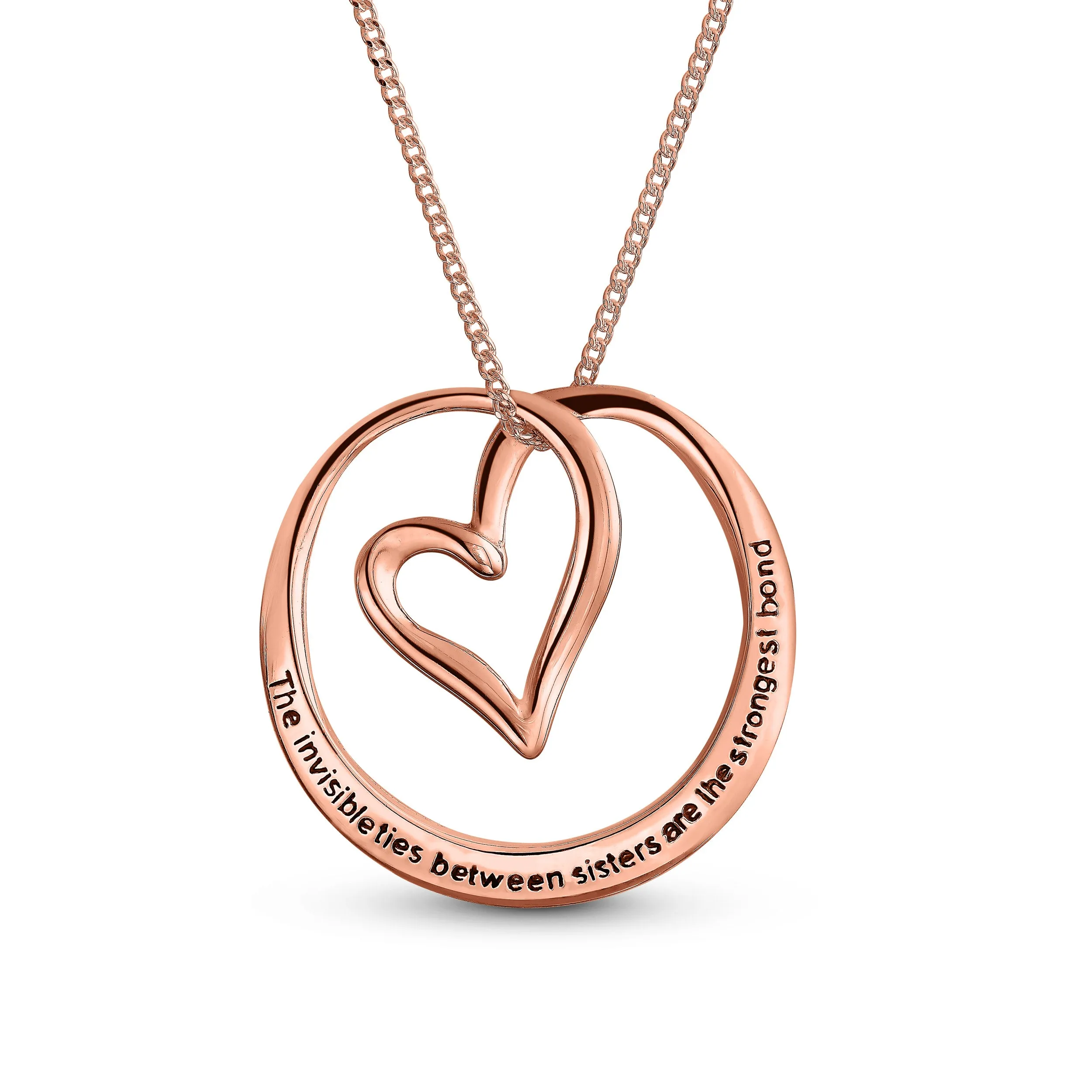 Inspirational Mantra Circle Pendant Necklace Rose Gold Sterling Silver for Teens