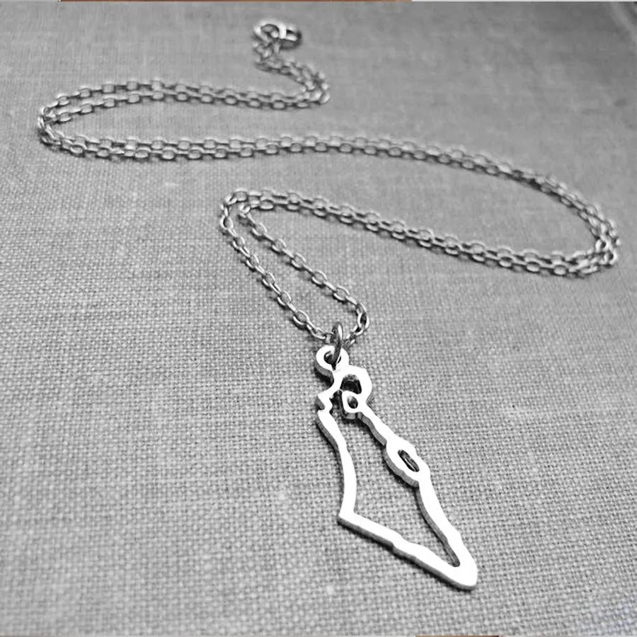 Israel Map Silver Necklace