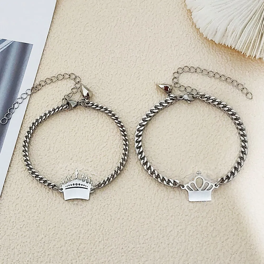 King Queen Connecting Magnetic Bracelets Set