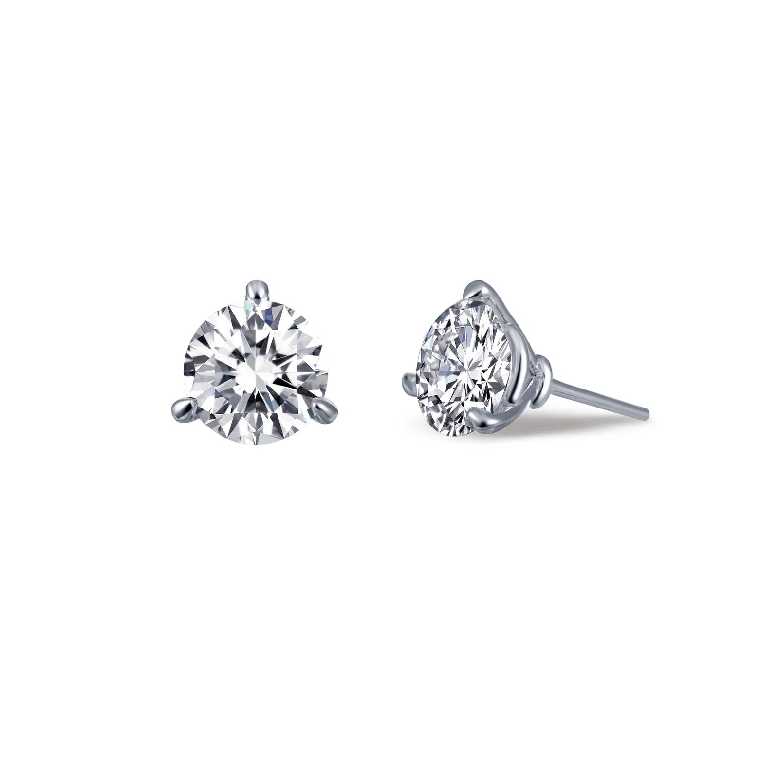 LaFonn Sterling Silver Platinum Finish Stud Earrings 2.5CTW