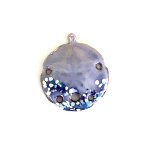 Large Sand Dollar Torch Fired Enamel Pendant - Lavender with Blue Speckles