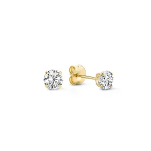 Le Marais Lourdes 14 karat gold ear studs with zirconia stone