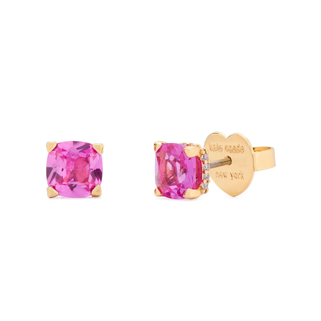 Little Luxuries Square Studs in Pink & Gold