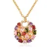 Luoteemi Newest Arrival Luxury Rose Gold Color Multicolor Cubic Zirconia Big Round Necklace Pendants for Women Fashion Jewelry