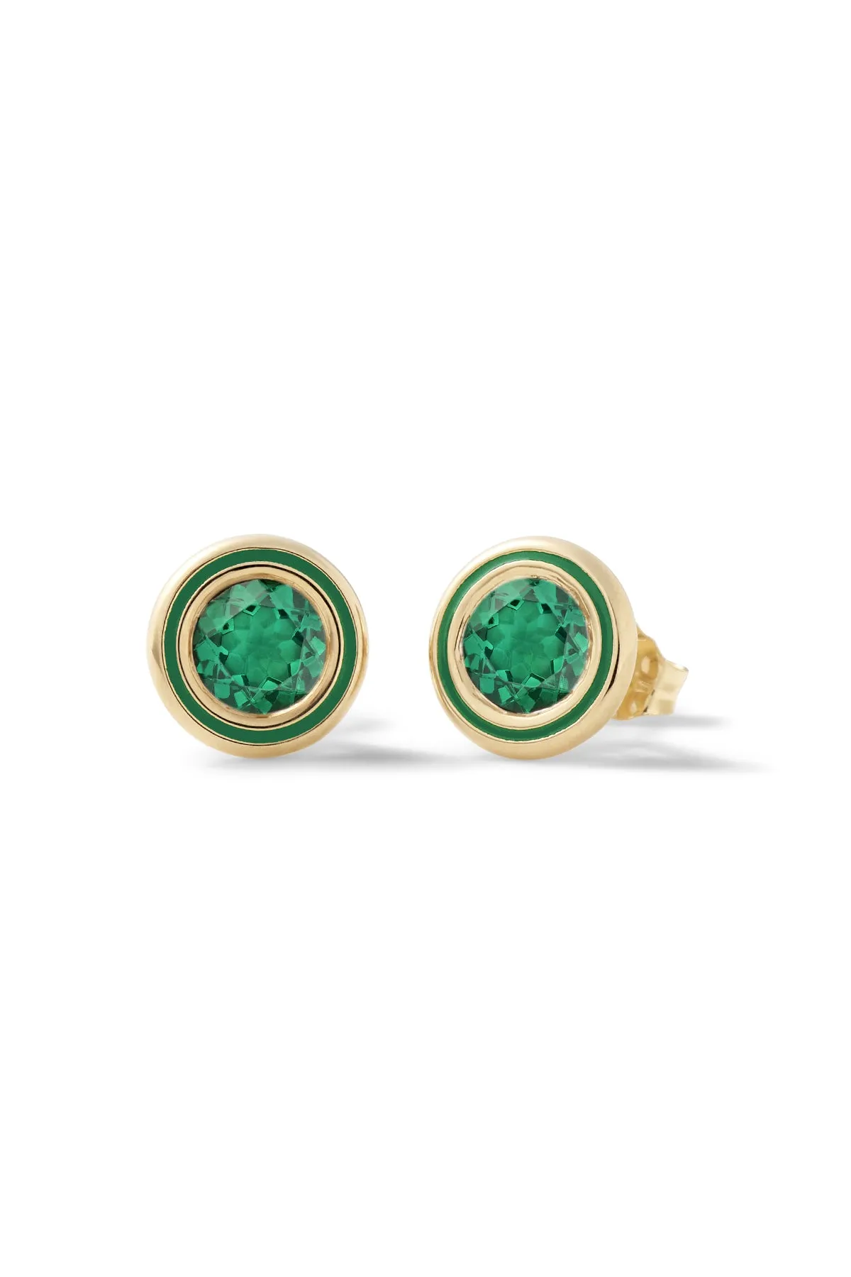 Madison Round Bezel Stud Earrings