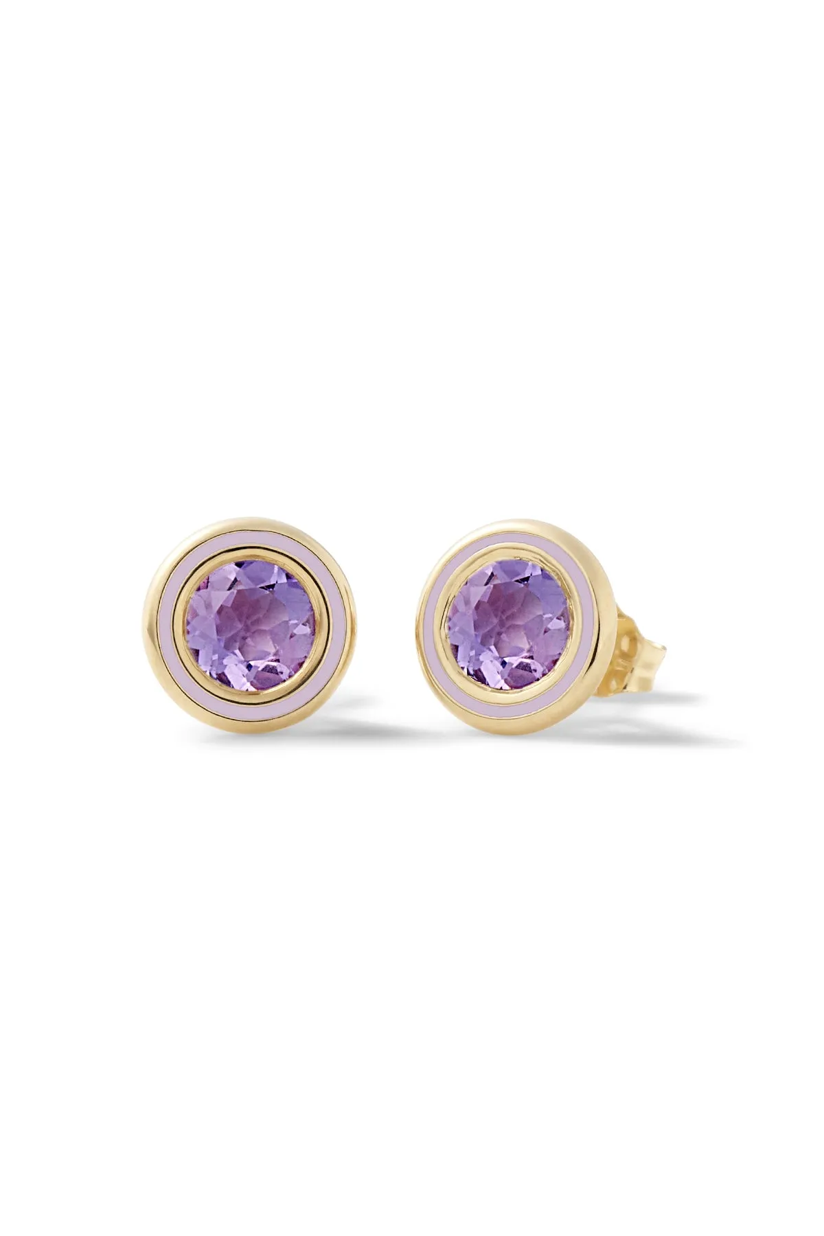 Madison Round Bezel Stud Earrings