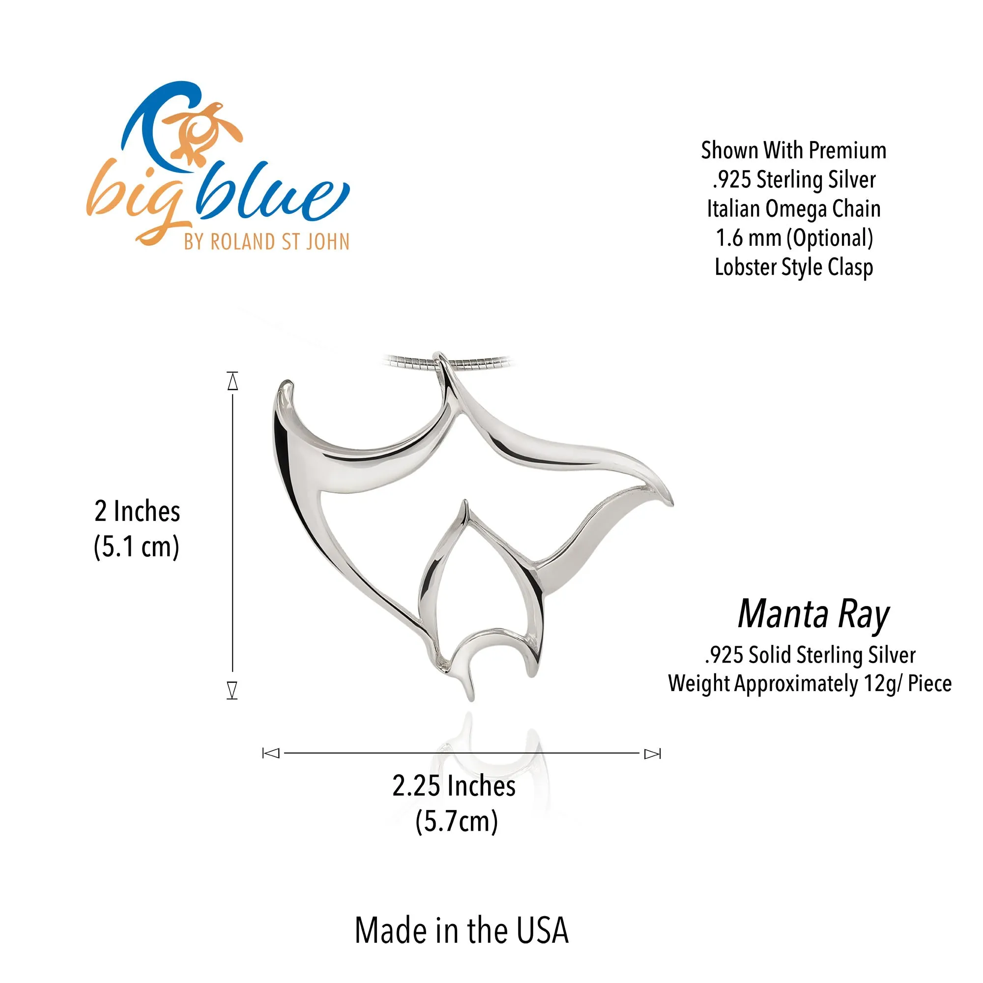 Manta Ray Necklaces for Women- Stingray Necklace Sterling Silver- Stingray Jewelry, Scuba Diving Jewelry, Ocean Inspired Fine Jewelry