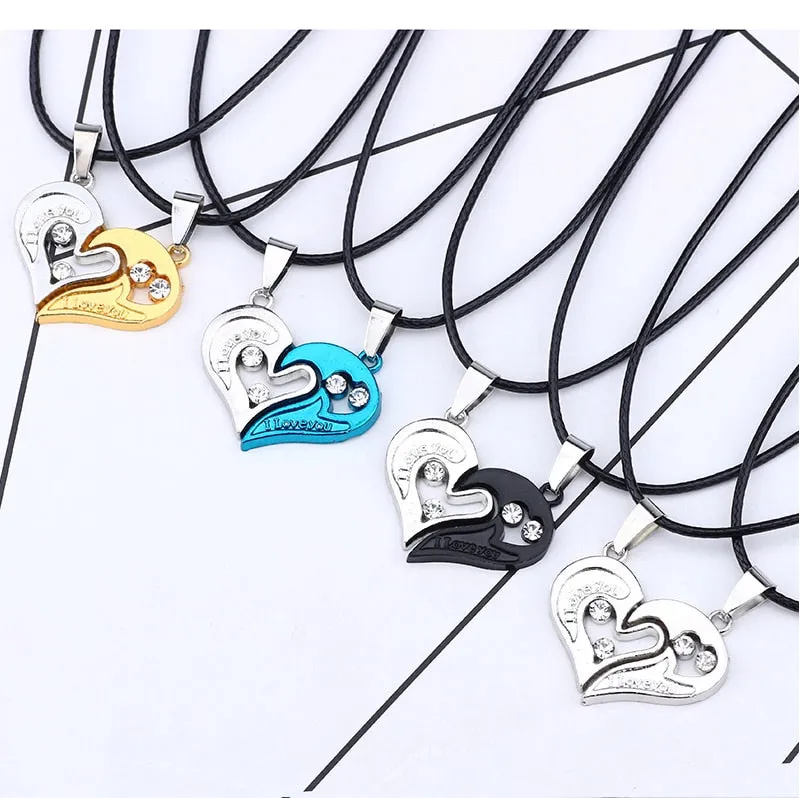 matching necklaces for couples necklaces I Love You Heart-shaped Pendant Choker For Women Gift 1 Pair