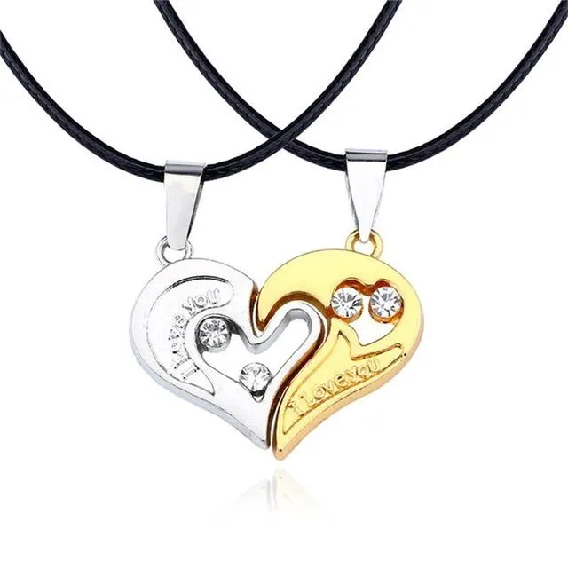 matching necklaces for couples necklaces I Love You Heart-shaped Pendant Choker For Women Gift 1 Pair