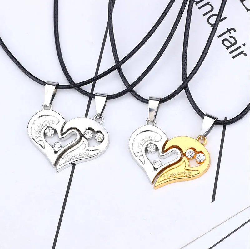 matching necklaces for couples necklaces I Love You Heart-shaped Pendant Choker For Women Gift 1 Pair