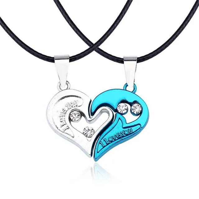 matching necklaces for couples necklaces I Love You Heart-shaped Pendant Choker For Women Gift 1 Pair