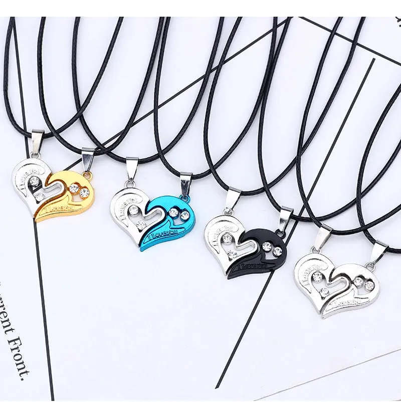 matching necklaces for couples necklaces I Love You Heart-shaped Pendant Choker For Women Gift 1 Pair