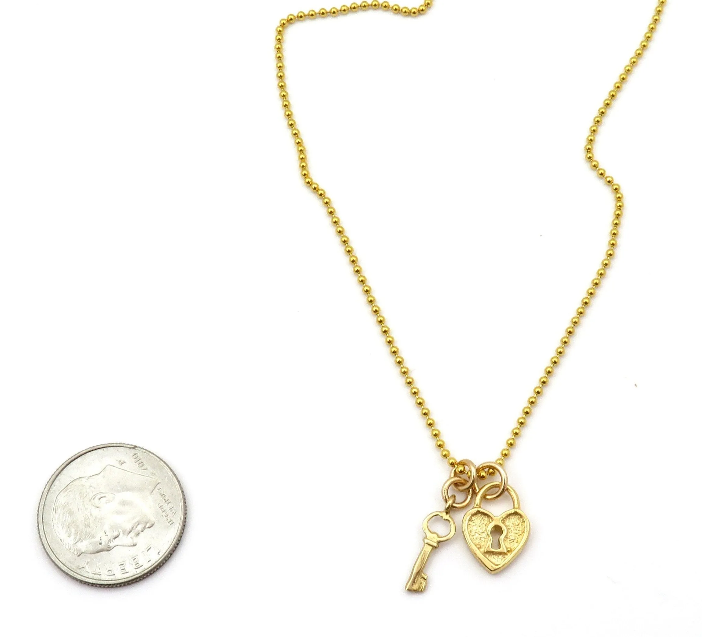 Mini Lock and Key Gold Necklace