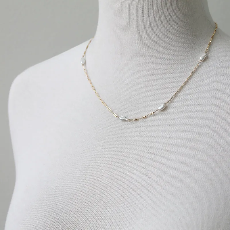 Mixed Chain Pearl Necklace