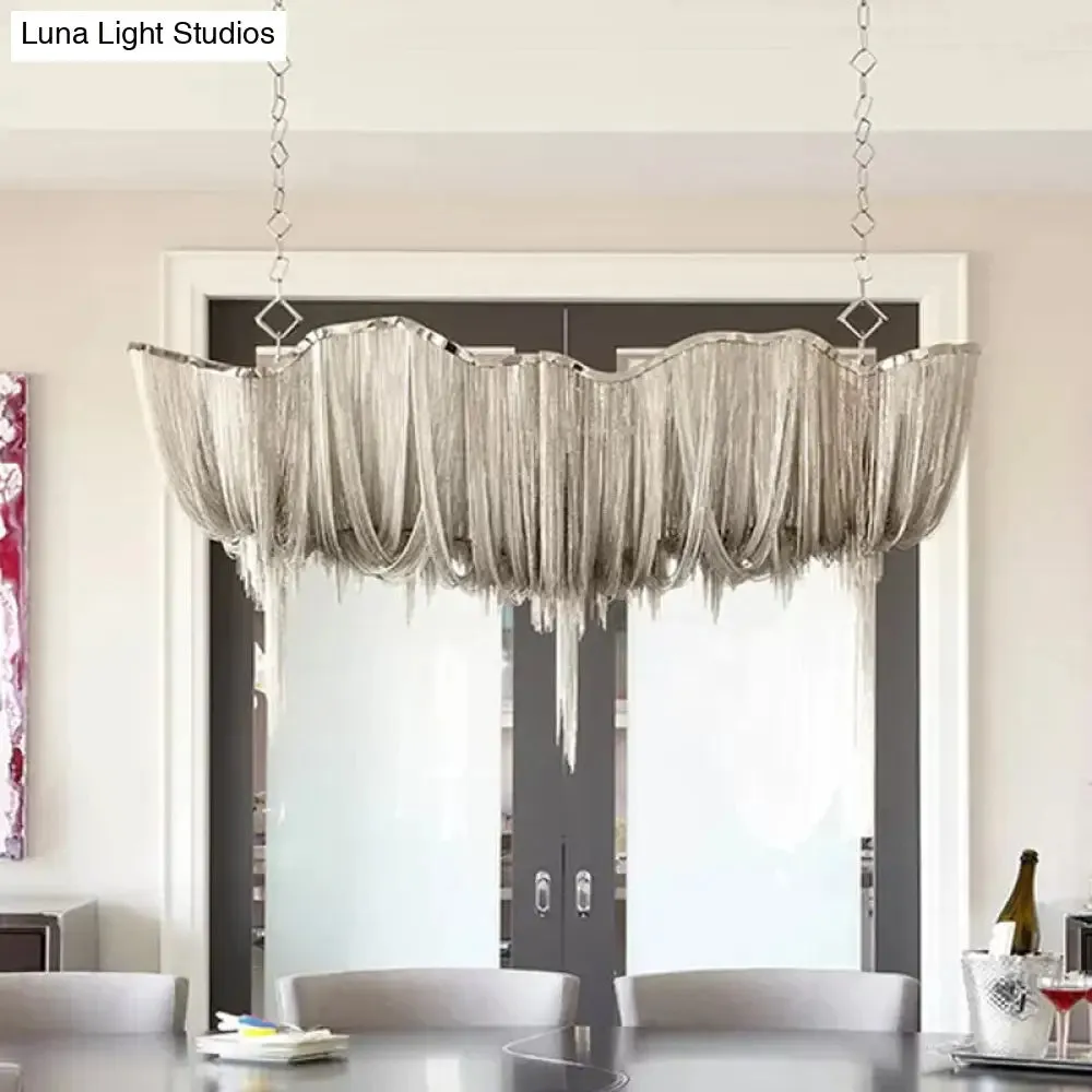 Modern Draped Chains LED Chandelier Light Fixture for Dining Room