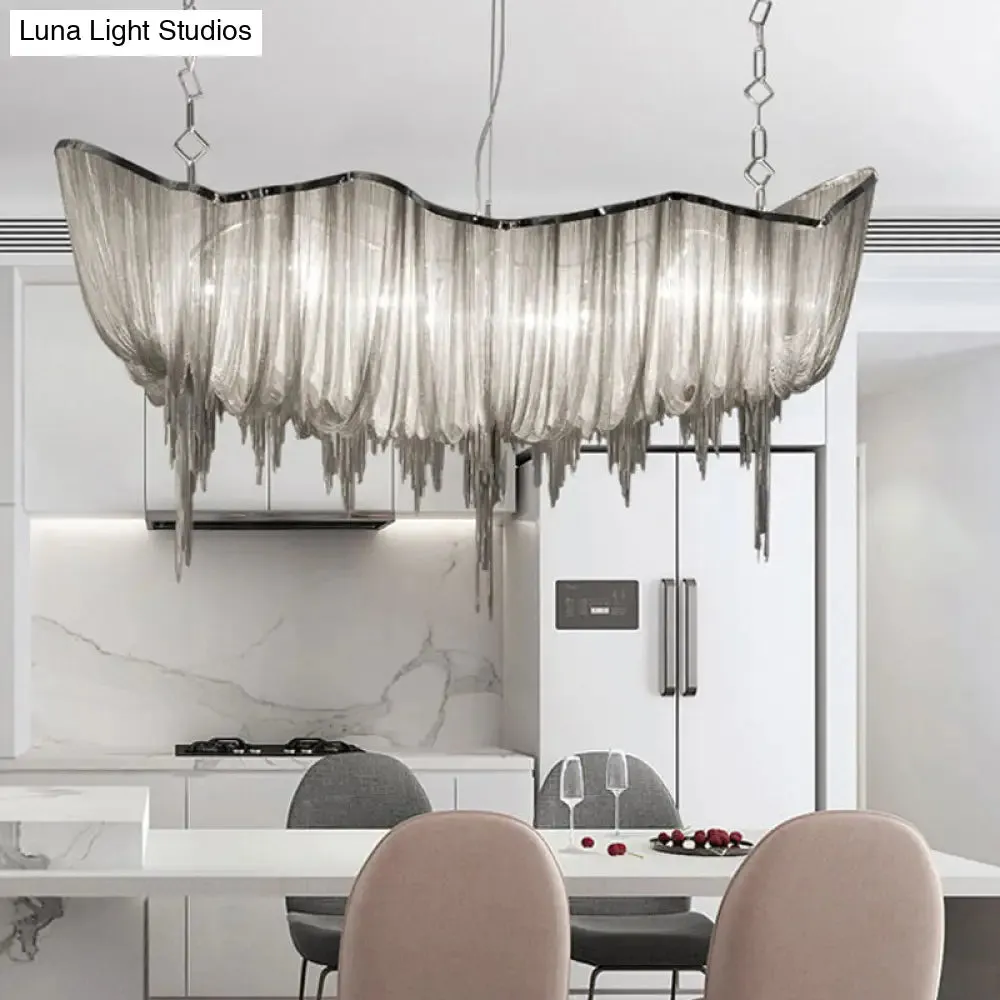 Modern Draped Chains LED Chandelier Light Fixture for Dining Room