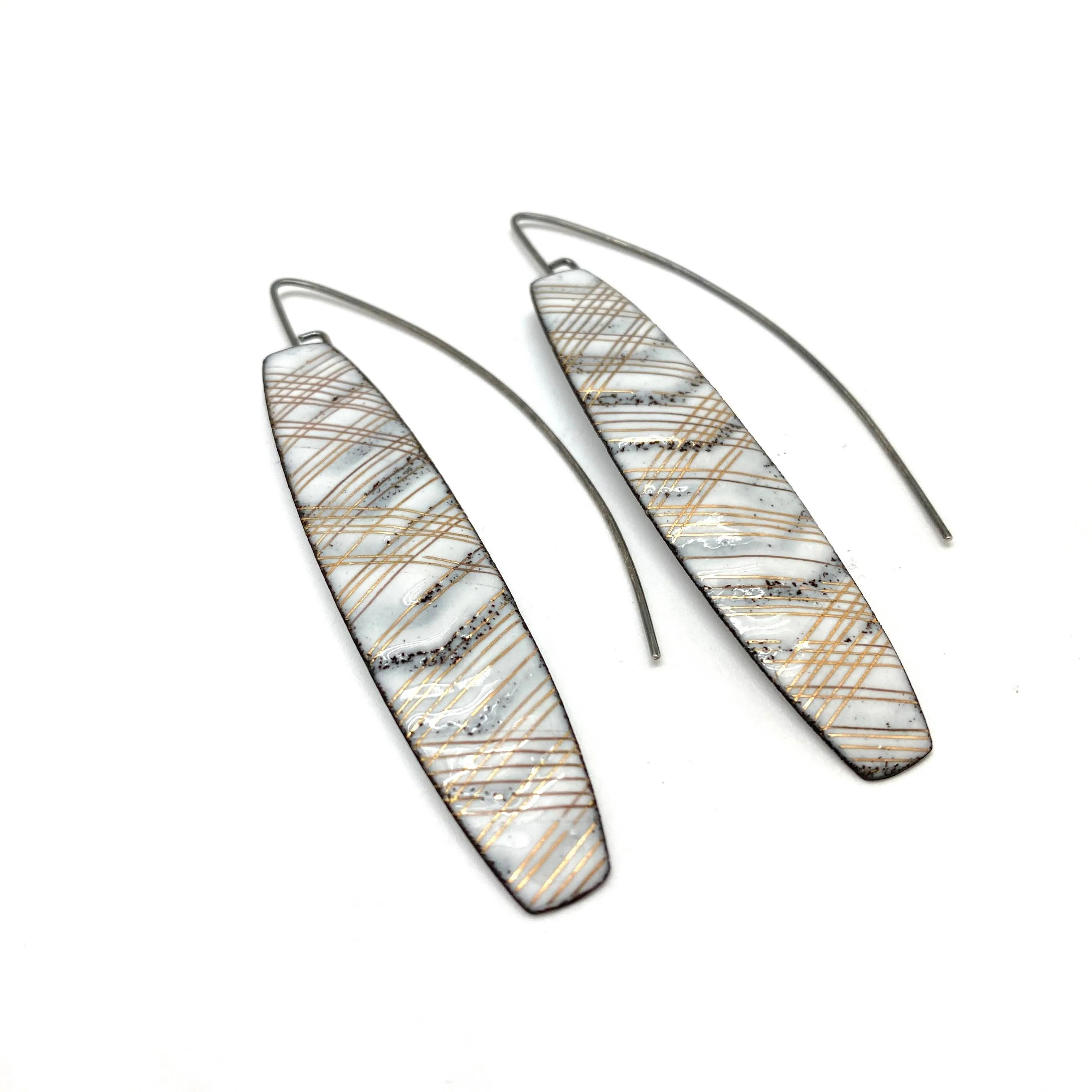 Multi Gold Line Long Glyph Earrings