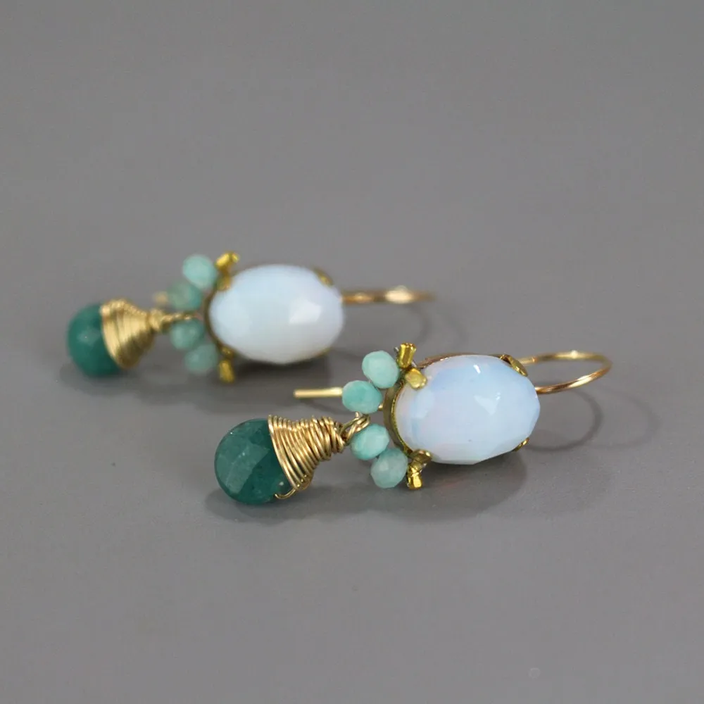 Opalite Amazonite Oval Earrings