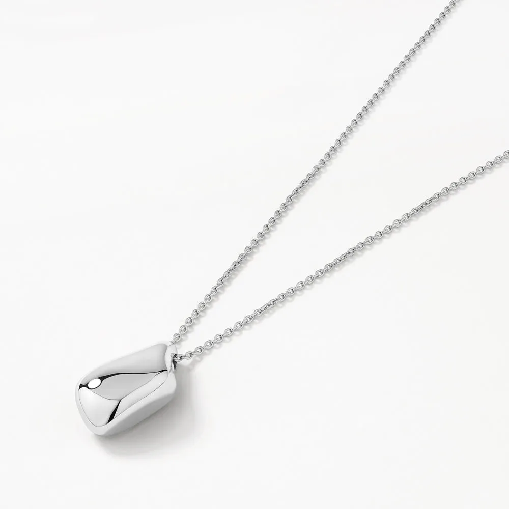 Organic Drop Pendant Necklace in Silver