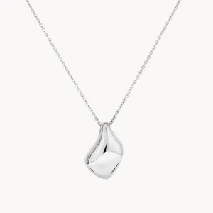 Organic Drop Pendant Necklace in Silver