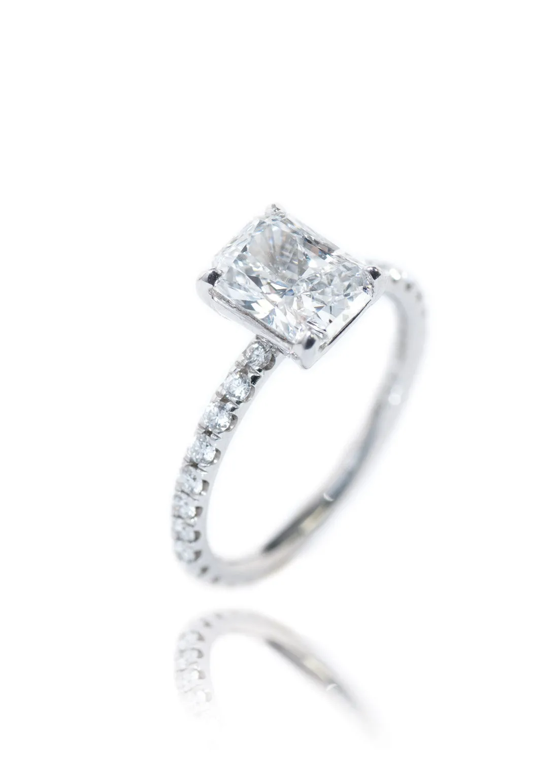 Oster Collection Platinum Pavé Radiant Cut Diamond Ring