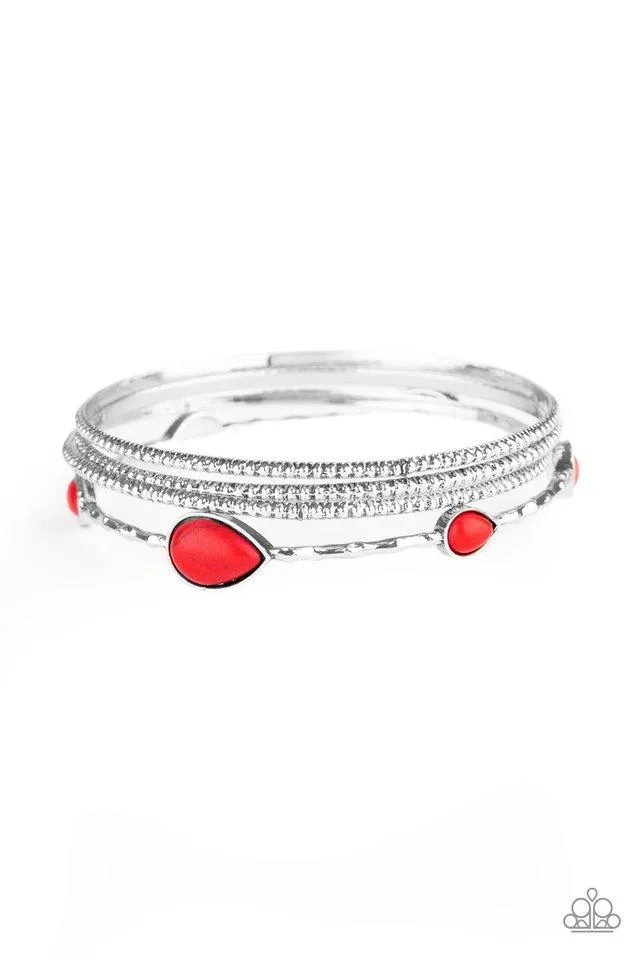 Paparazzi Bracelet ~ Sandstone Storm - Red